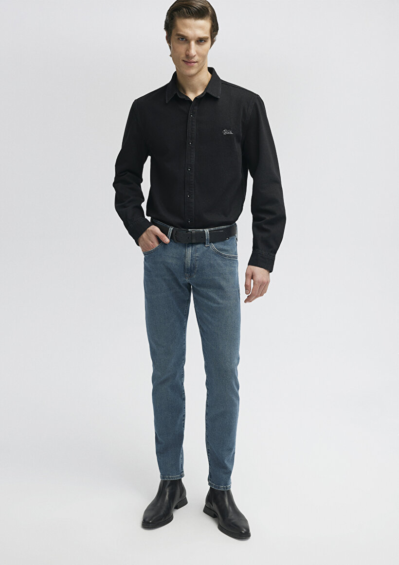 Jake Mavi Black Puslu Vintage Mavi Jean Pantolon - 0