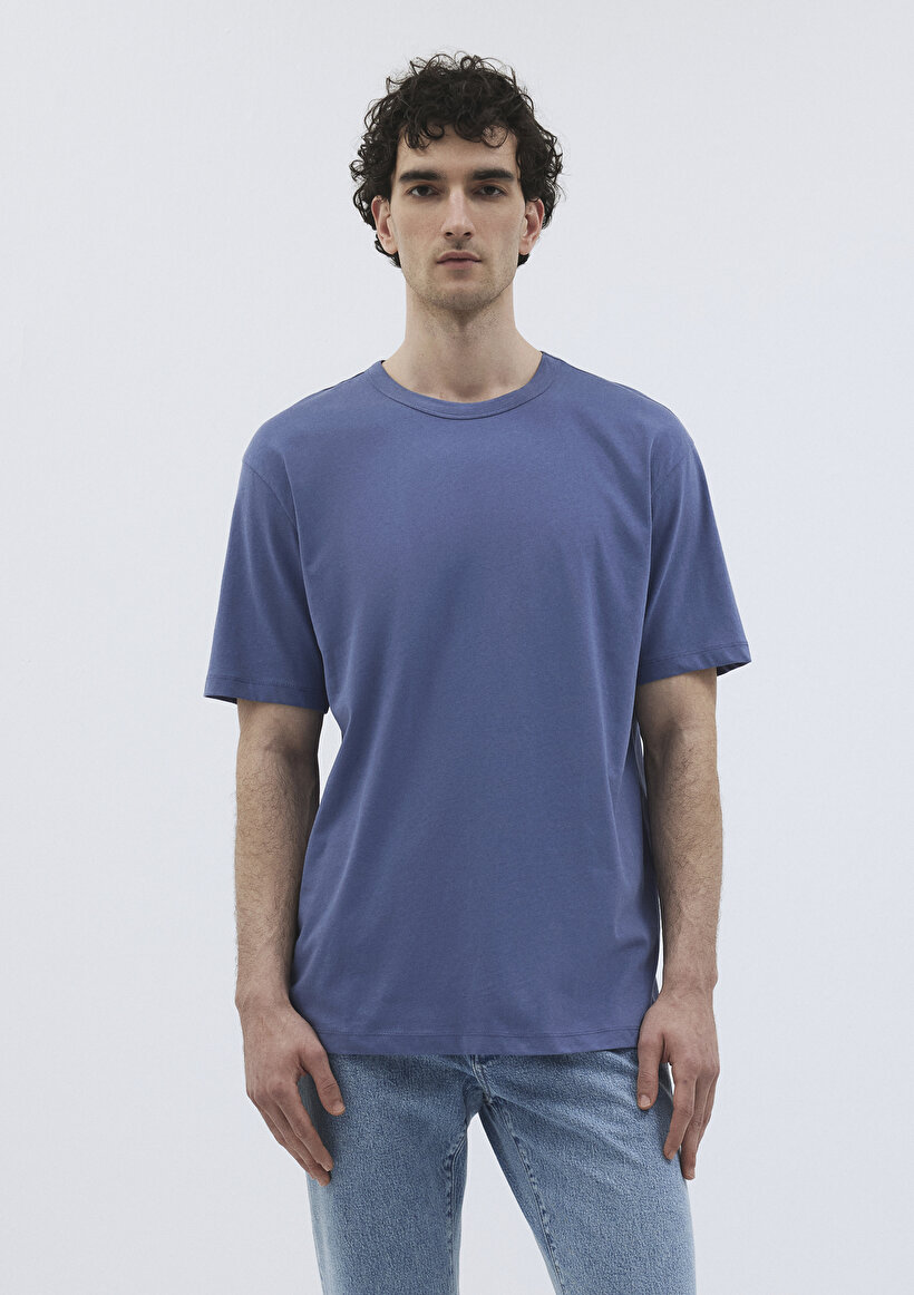 İndigo Mavi Premium Basic Tişört - 0
