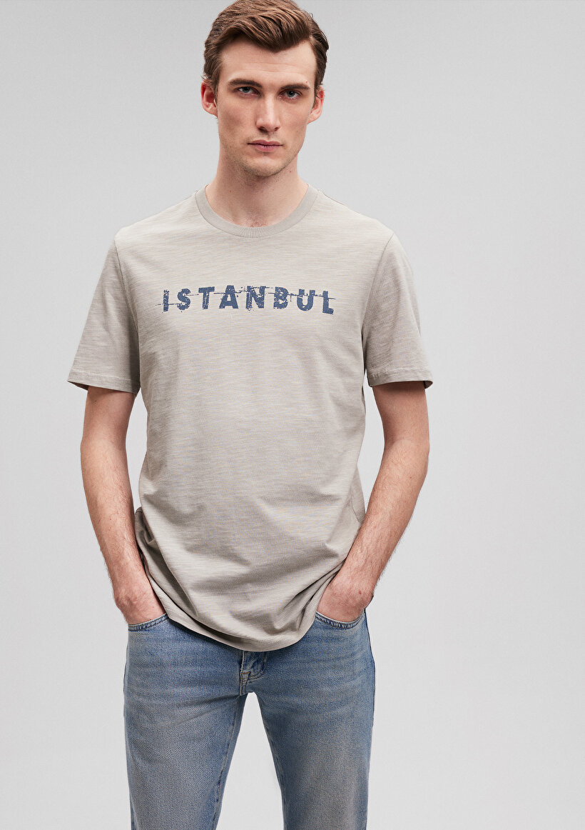 İstanbul Baskılı Gri Tişört - 0