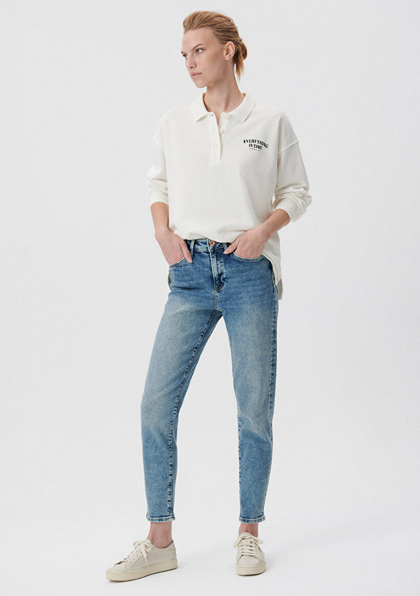 CINDY Gölgeli Mavi Gold Shape Jean Pantolon - 0