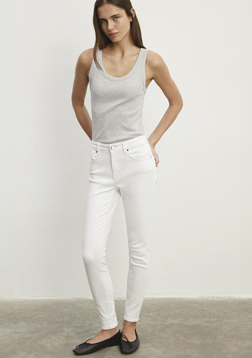 Tess Gold Luxury Beyaz Jean Pantolon - 0