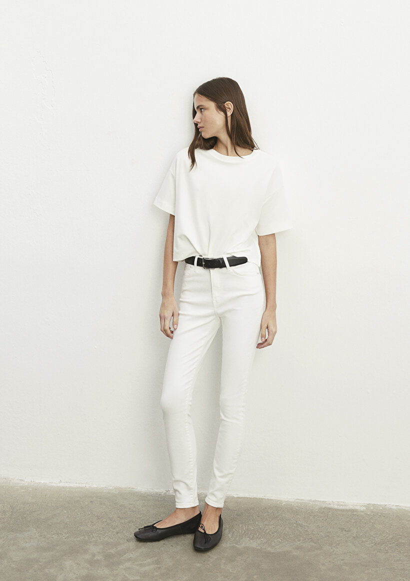 Serenay Gold Shape Beyaz Jean Pantolon - 0