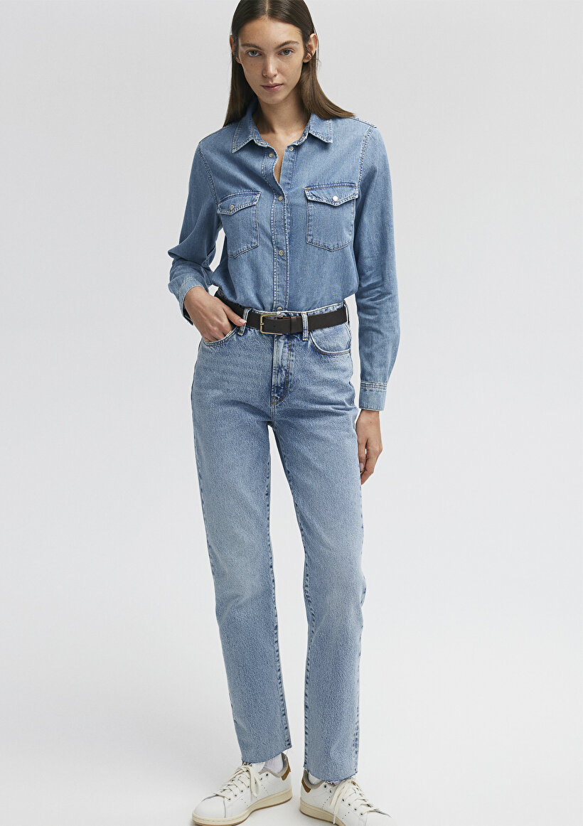 New York Classic Denim Vintage İndigo Mavisi Jean Pantolon - 0