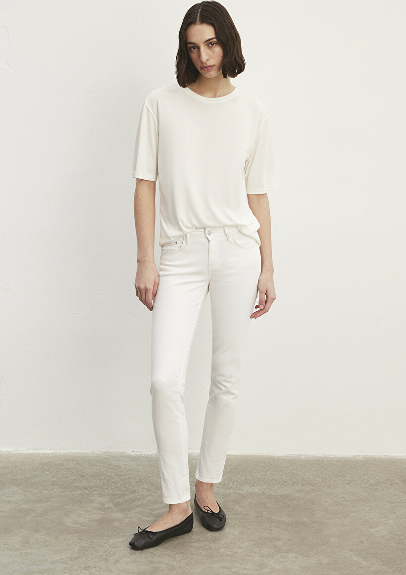 Ada Casual Vintage Beyaz Jean Pantolon - 0