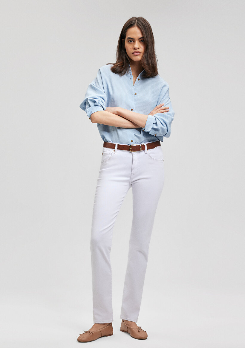 Kendra Gold Premium Beyaz Jean Pantolon - 0