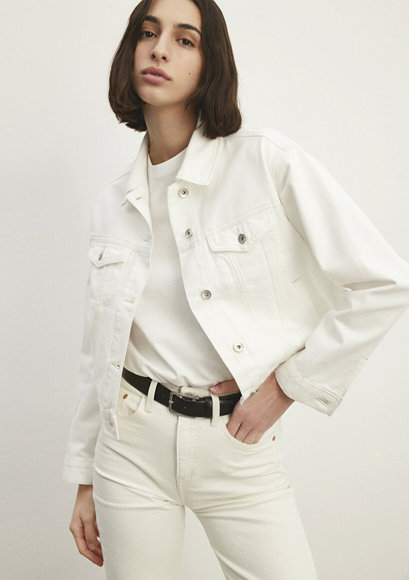 Megi Mavi Premium Kırık Beyaz Jean Ceket - 0