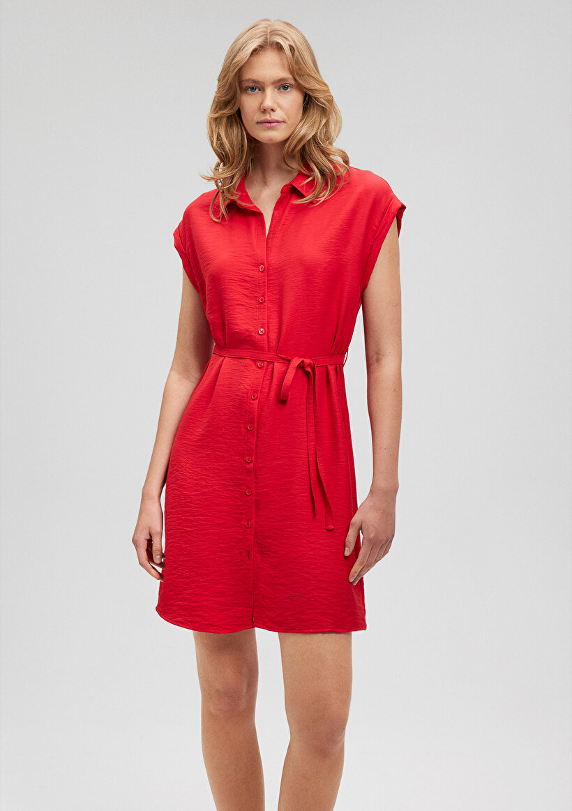Kırmızı Gömlek Elbise - 0