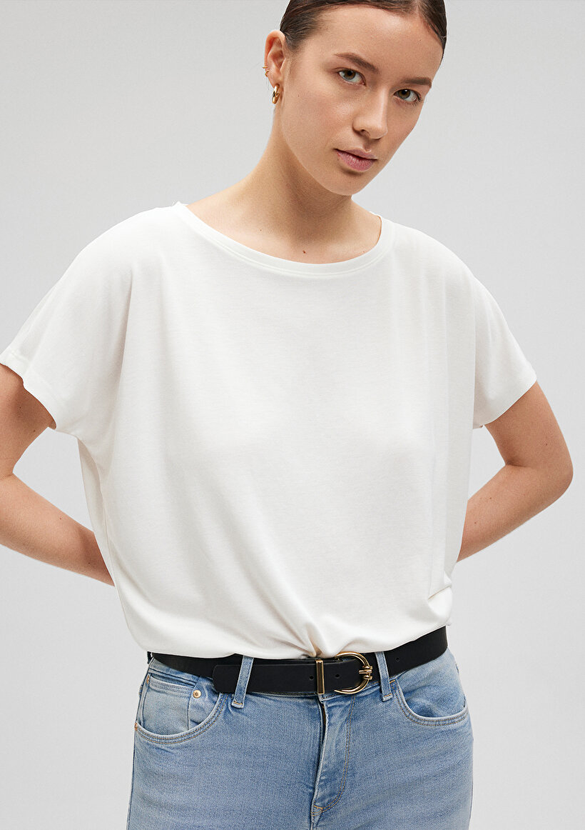 Lux Touch Beyaz Modal Tişört - 0