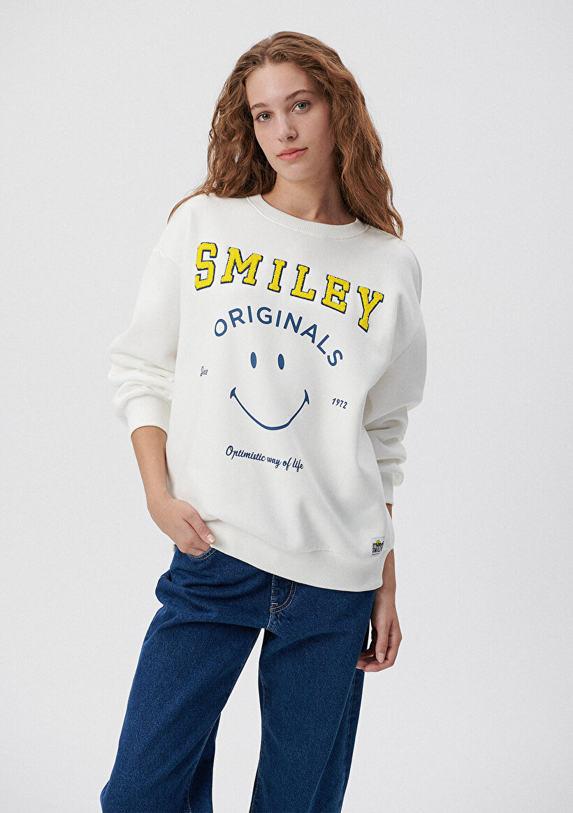 Mavi X Smiley Originals Beyaz Sweatshirt - 0