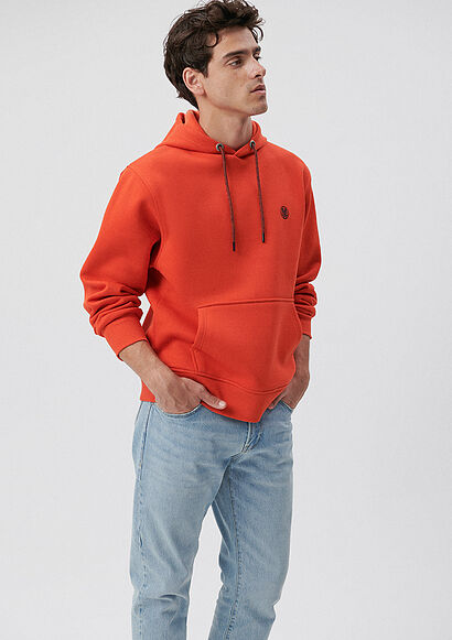 Kapüşonlu Turuncu Basic Sweatshirt - 0