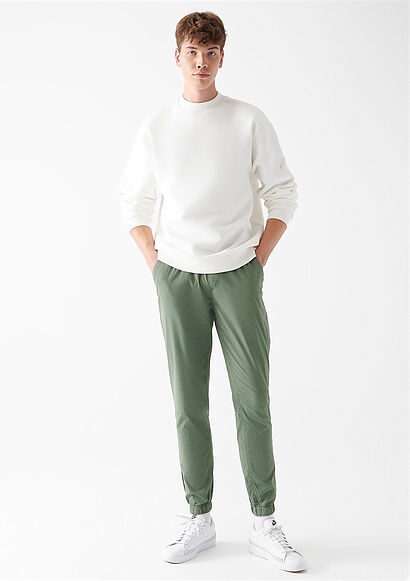 Beli Lastikli Yeşil Pantolon - 0