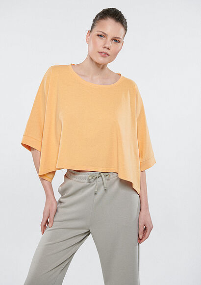 Oversize Sarı Crop Tişört - 0