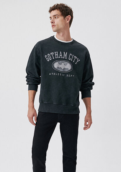 Gotham City Baskılı Antrasit Sweatshirt - 0