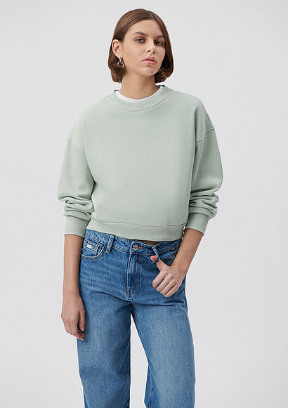Yeşil Basic Crop Sweatshirt - 0