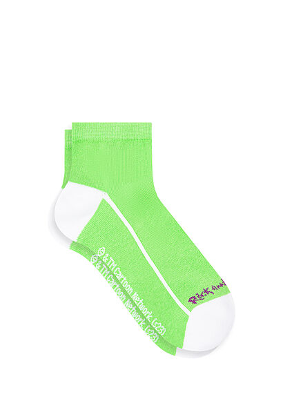 Rick and Morty Baskılı Yeşil Patik Çorap - 0