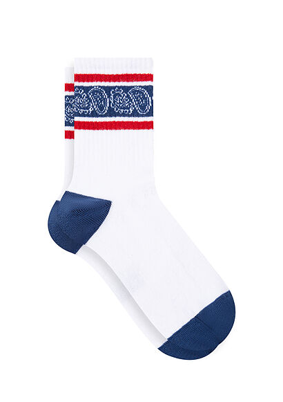 Baskılı Beyaz Soket Çorap - 0