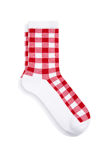 Kareli Kırmızı Soket Çorap - 0