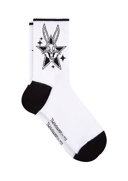 Bugs Bunny Baskılı Beyaz Soket Çorap - 0