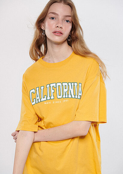 California Baskılı Sarı Tişört - 0