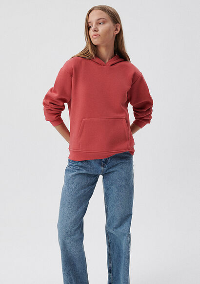 Kapüşonlu Pembe Basic Sweatshirt - 0