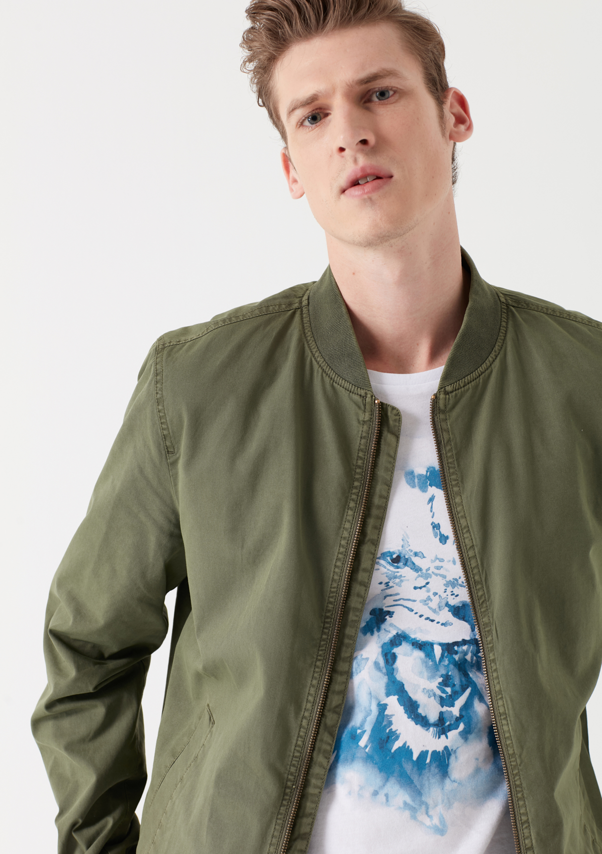 green bomber jacket express