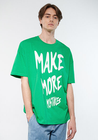 Make More Mistakes Baskılı Yeşil Tişört - 0