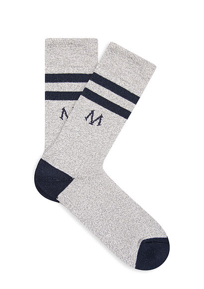 Mavi Logo Gri Havlu Soket Çorap - 0