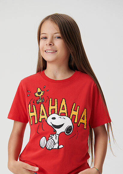 Snoopy Baskılı Kırmızı Tişört - 0