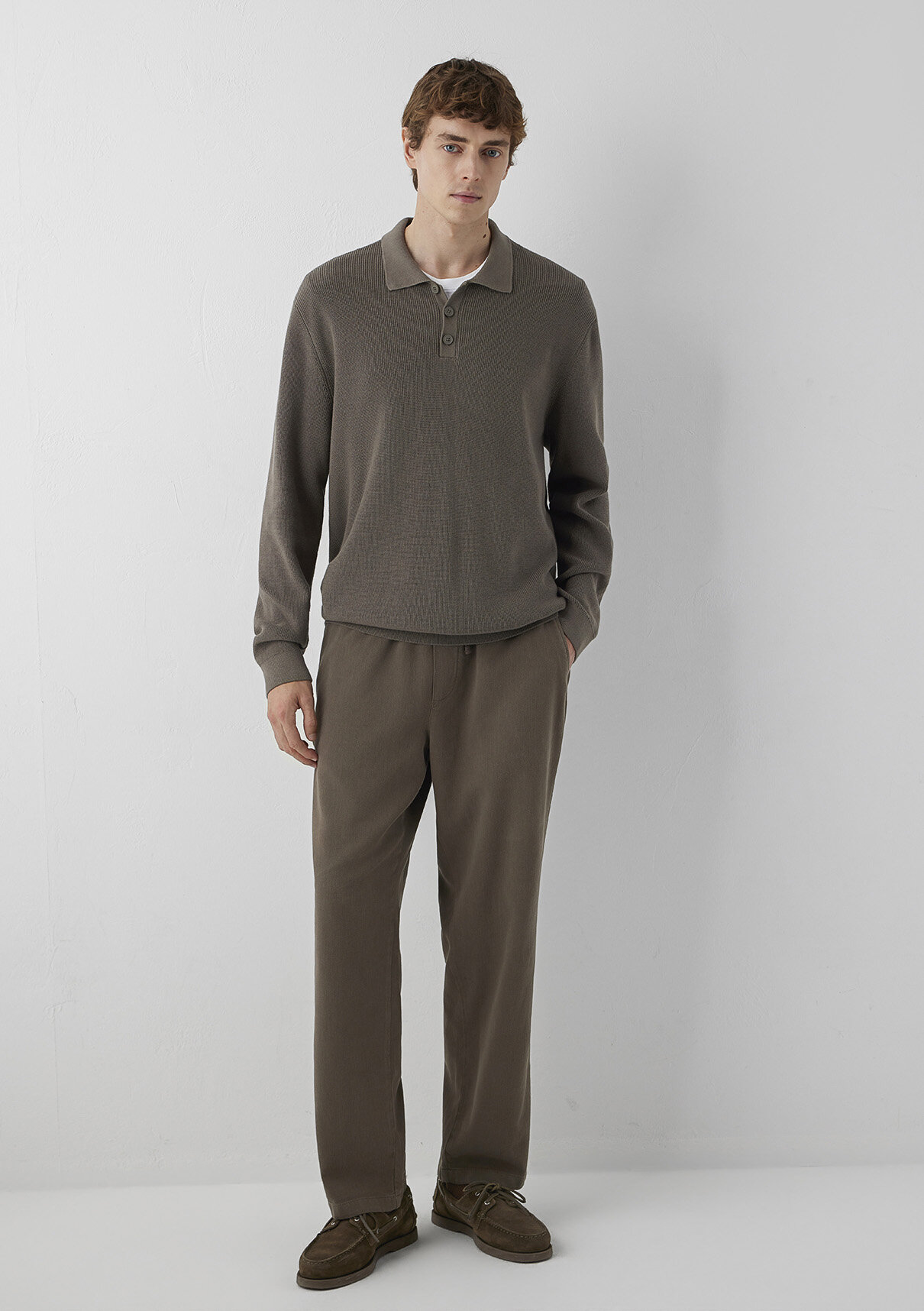 Mavi Keten (Tencel™) Lyocell Karışımlı Kahverengi Jogger Pantolon görsel 2