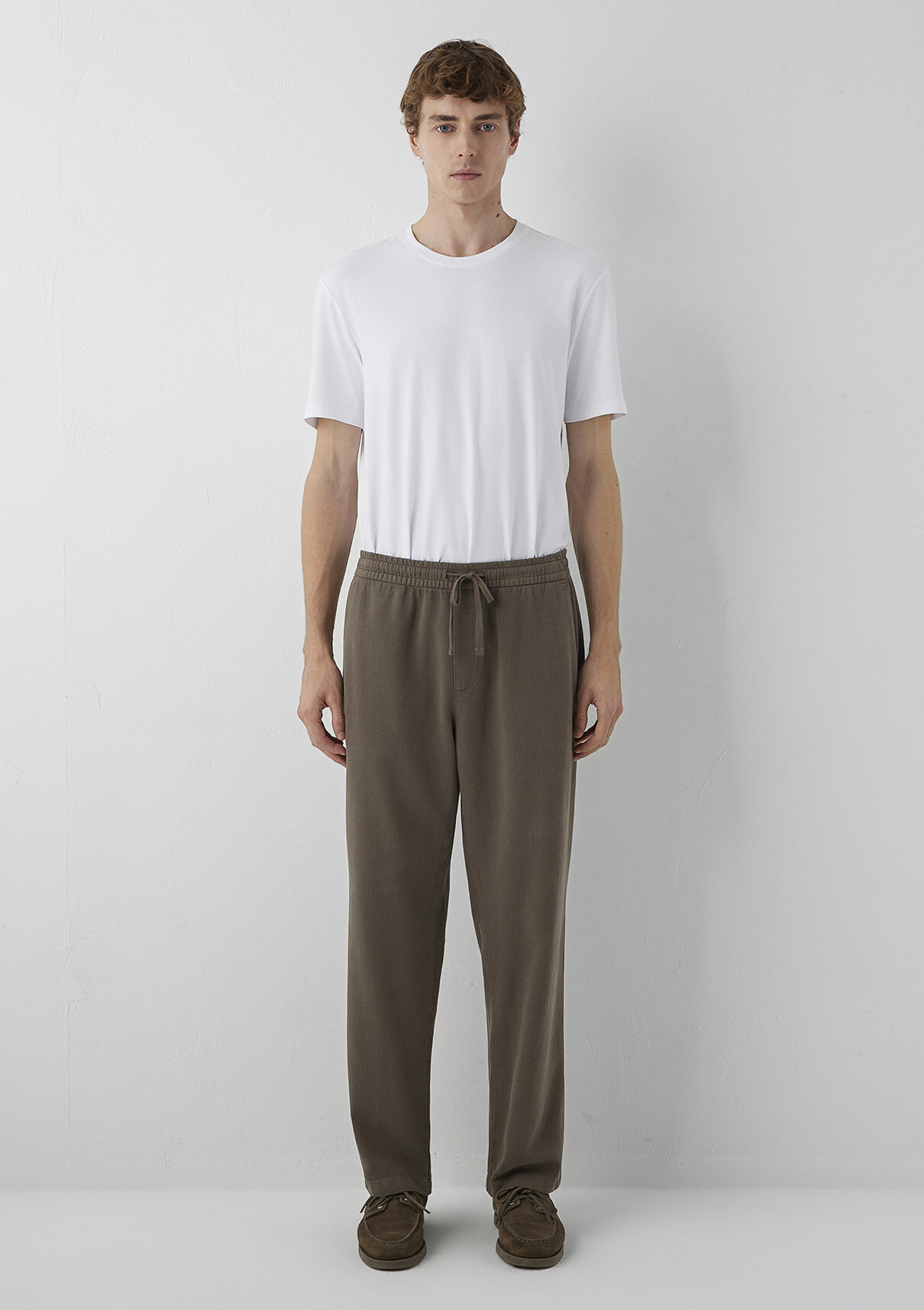 Mavi Keten (Tencel™) Lyocell Karışımlı Kahverengi Jogger Pantolon görsel 3