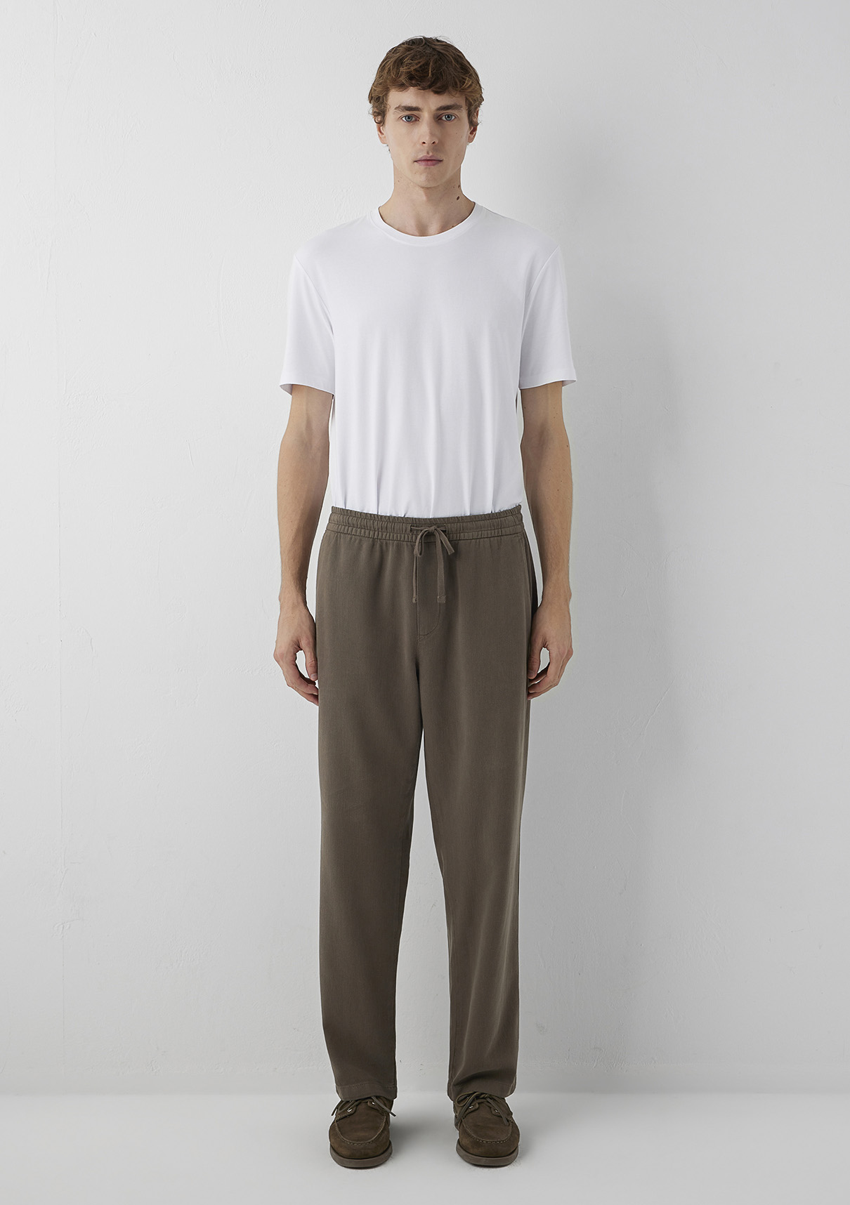 Mavi Keten (Tencel™) Lyocell Karışımlı Kahverengi Jogger Pantolon görsel 3