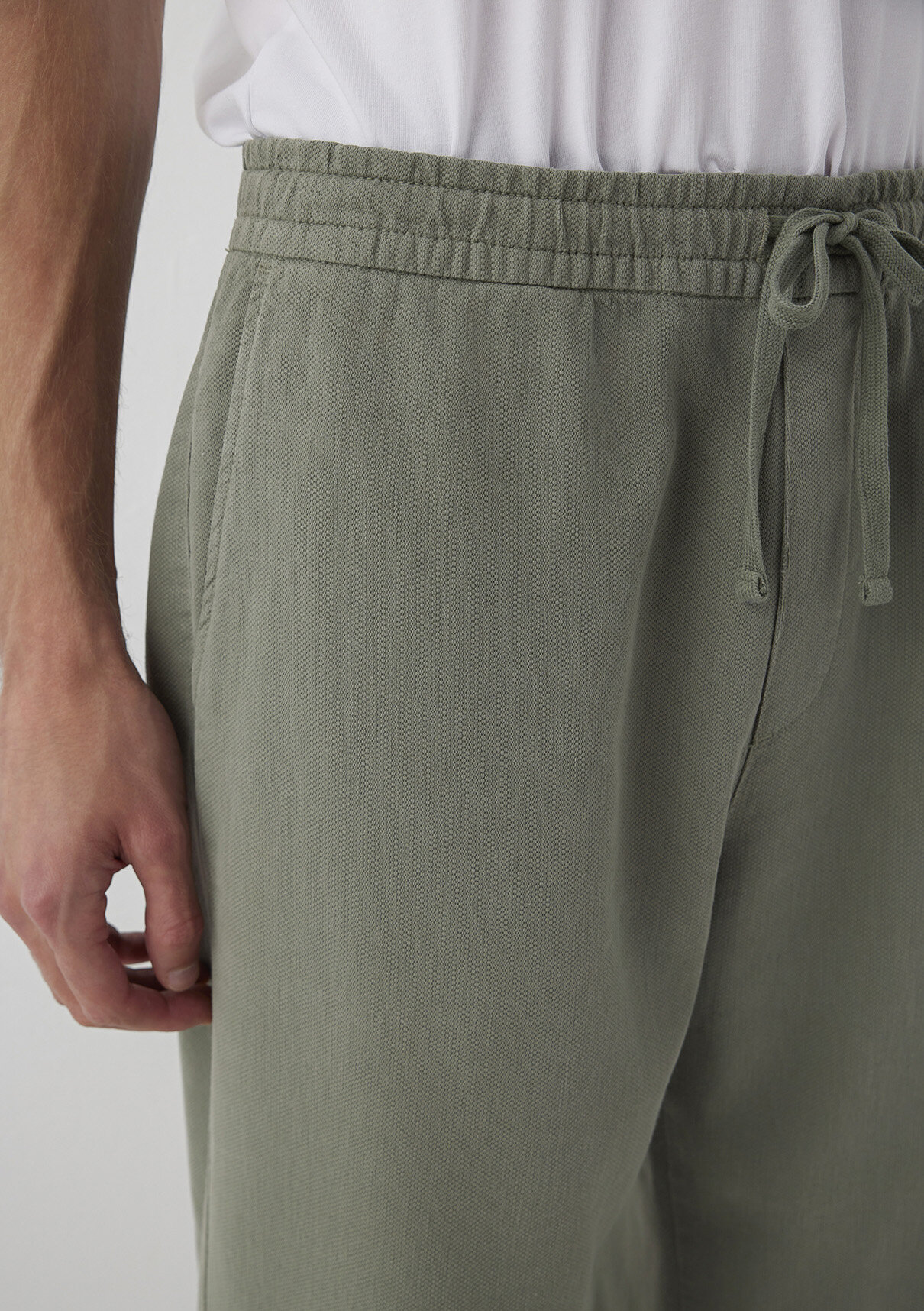 Mavi Keten (Tencel™) Lyocell Karışımlı Haki Jogger Pantolon görsel 6