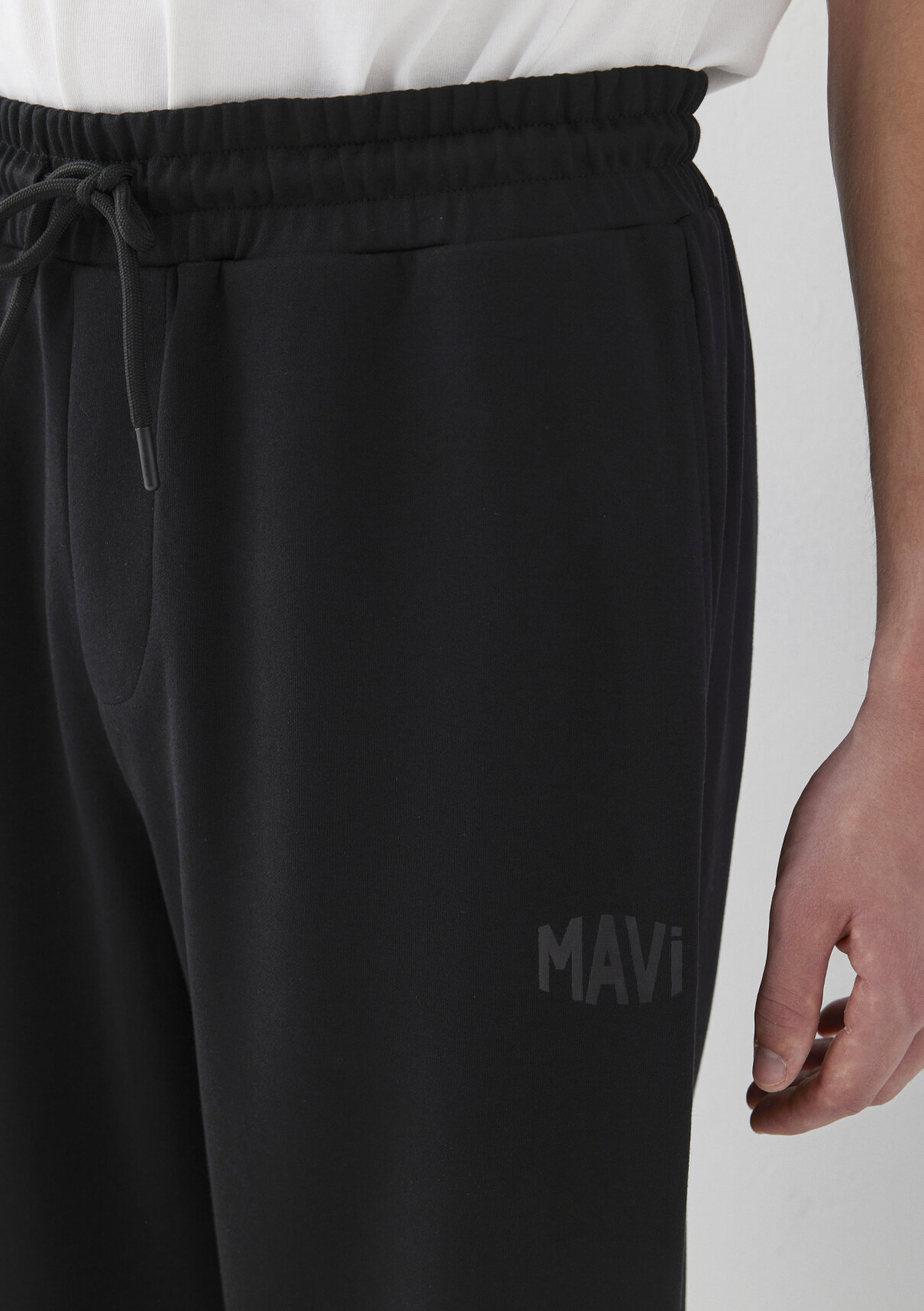Mavi Logo Baskılı Siyah İnterlok Eşofman Altı görsel 6