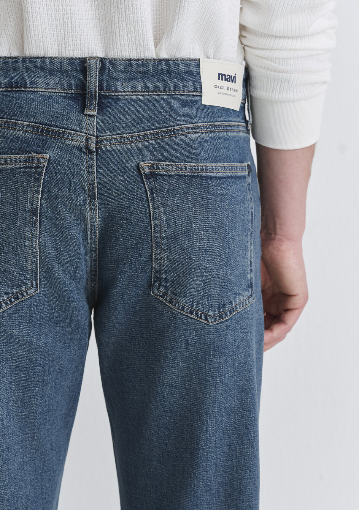 Mavi Classic Denim Puslu Mavi Jean Pantolon görsel 7