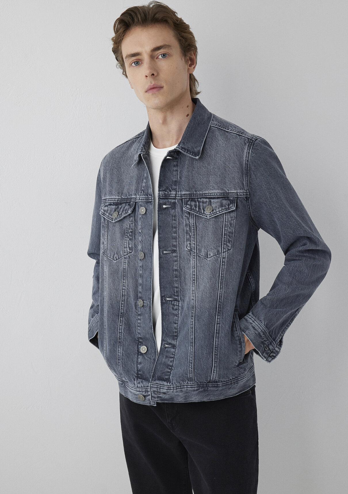 Mavi Drake Classic Denim Gri Jean Ceket görsel 2