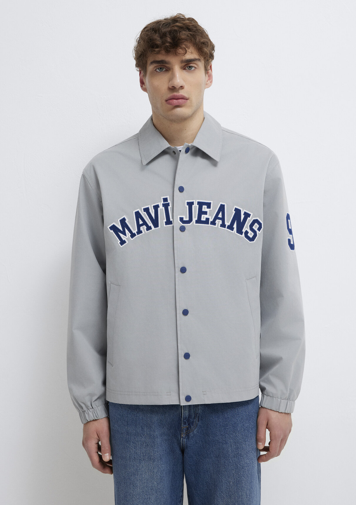Mavi Jeans Logo Nakışlı Gri Ceket görsel 4