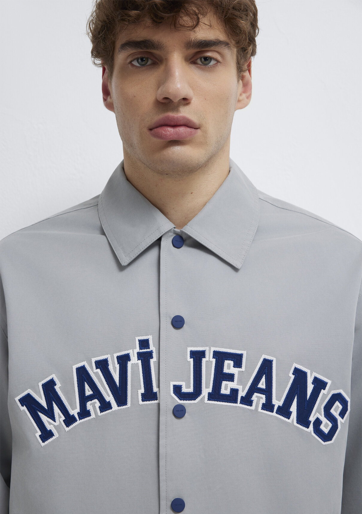 Mavi Jeans Logo Nakışlı Gri Ceket görsel 7