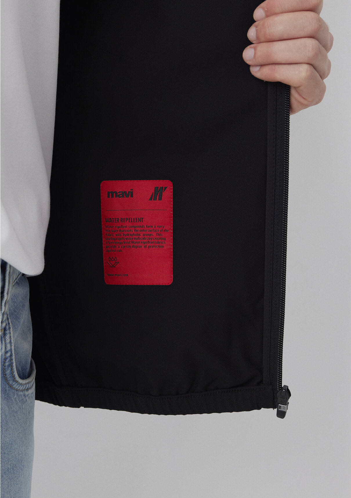 Mavi Su İtici Kapüşonlu Siyah Spandex Ceket görsel 8