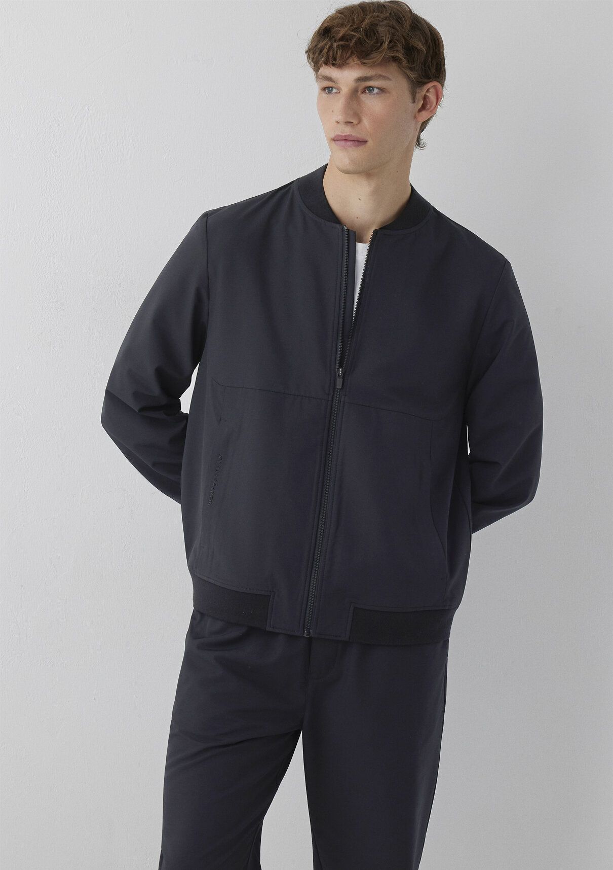 Mavi Spandex Siyah Bomber Ceket