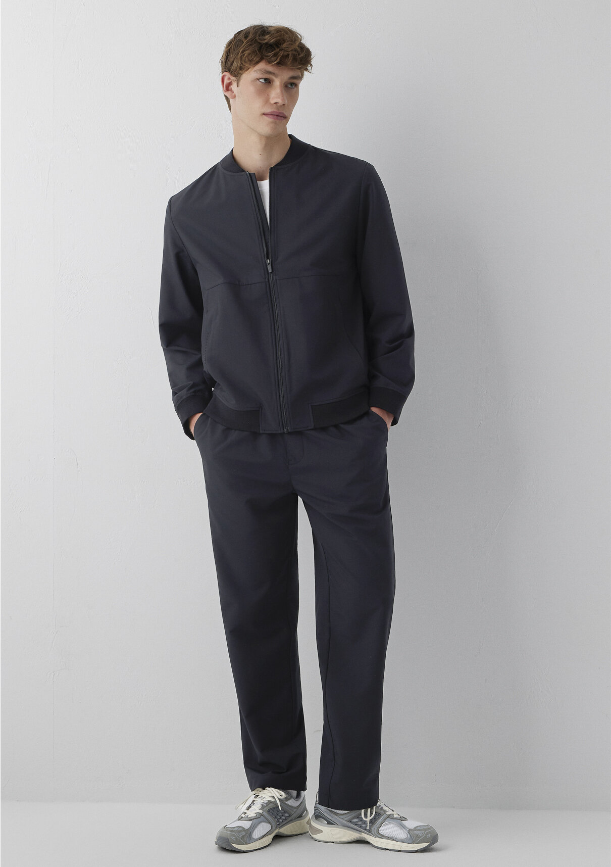 Mavi Spandex Siyah Bomber Ceket görsel 2