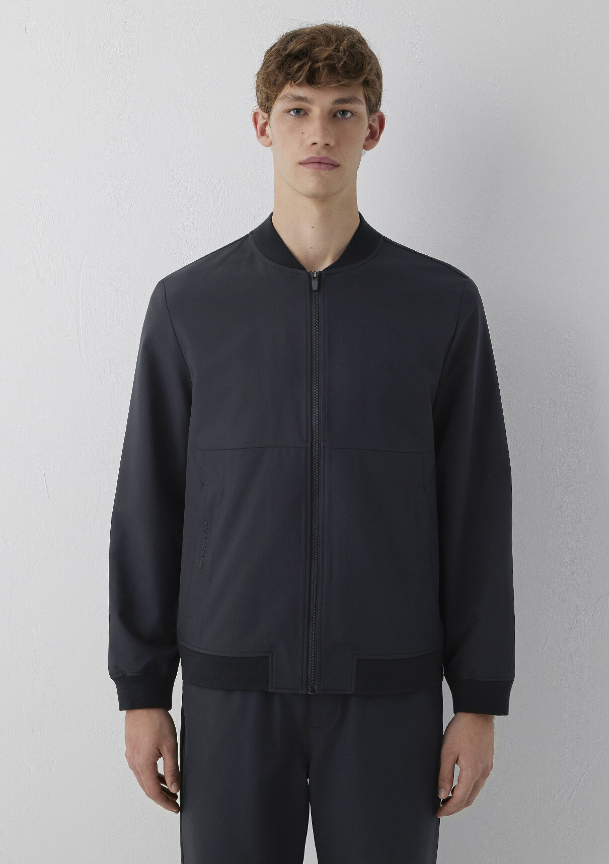 Mavi Spandex Siyah Bomber Ceket görsel 3