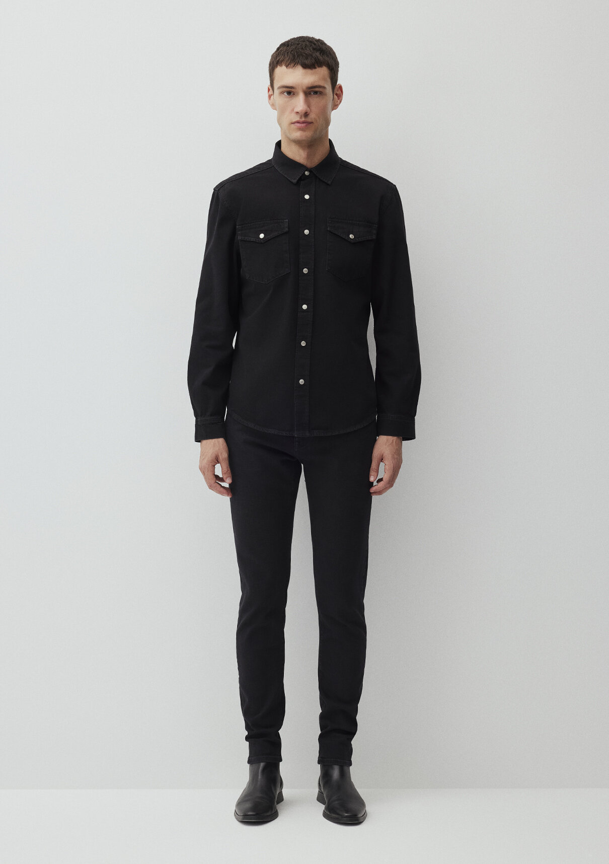 Mavi Ted Koyu Dumanlı Denim Jean Gömlek görsel 3