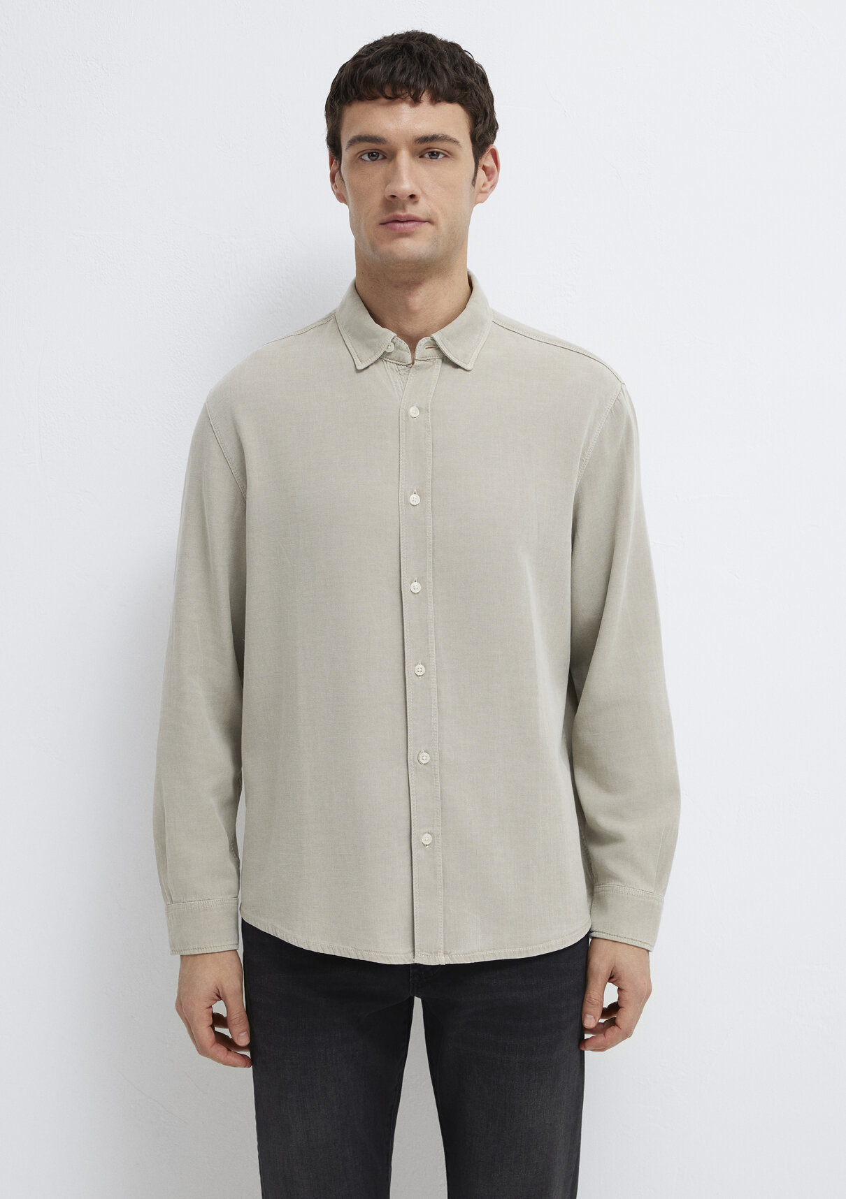 Mavi (Tencel™) Lyocell ve Keten Karışımlı Bej Gömlek görsel 4