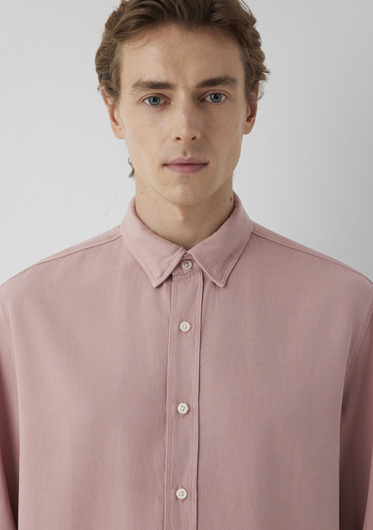 Mavi Keten (Tencel™) Lyocell Karışımlı Pembe Gömlek görsel 6