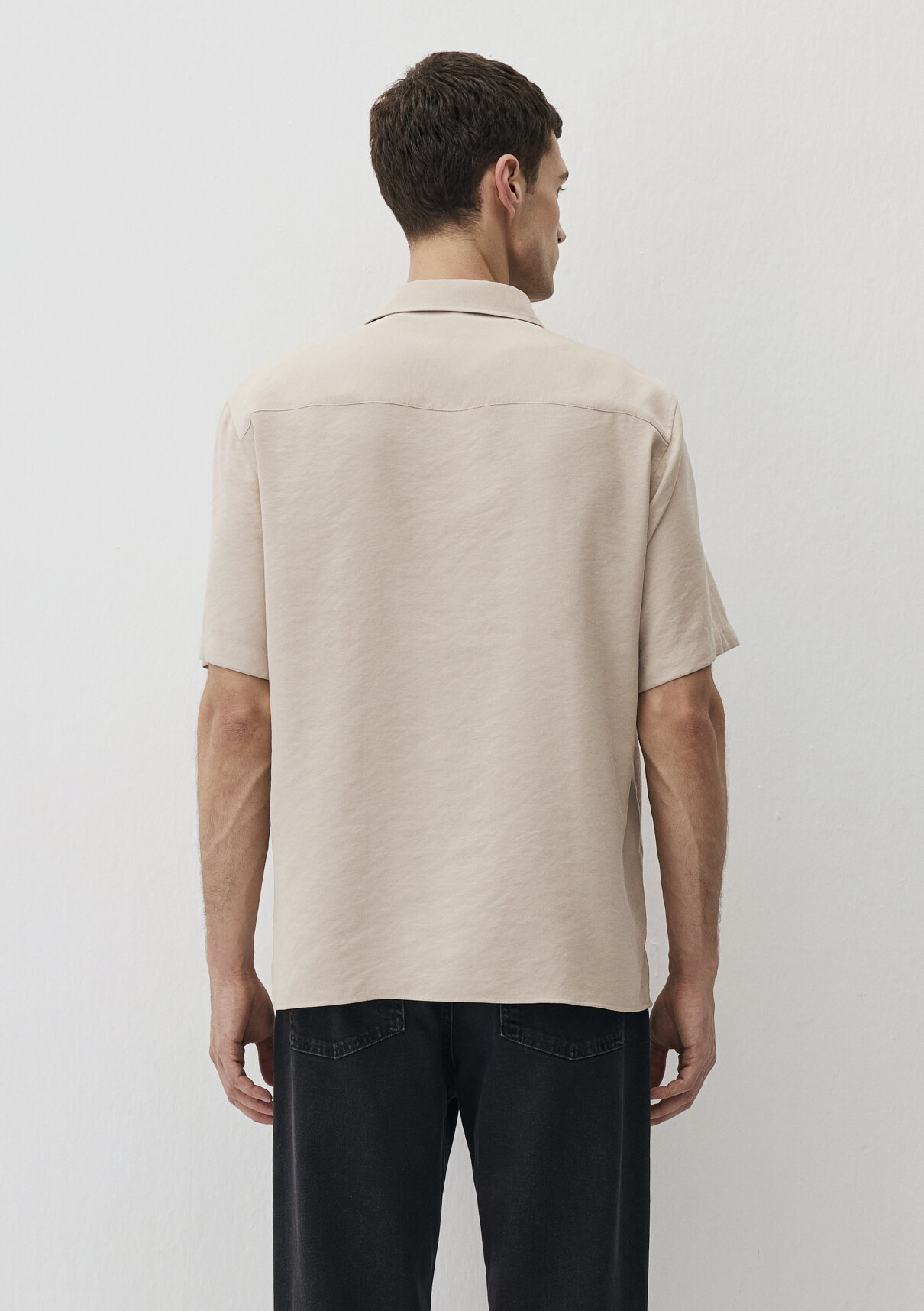 Mavi Kısa Kollu Bej (TENCEL™) Modal Karışımlı Gömlek görsel 3