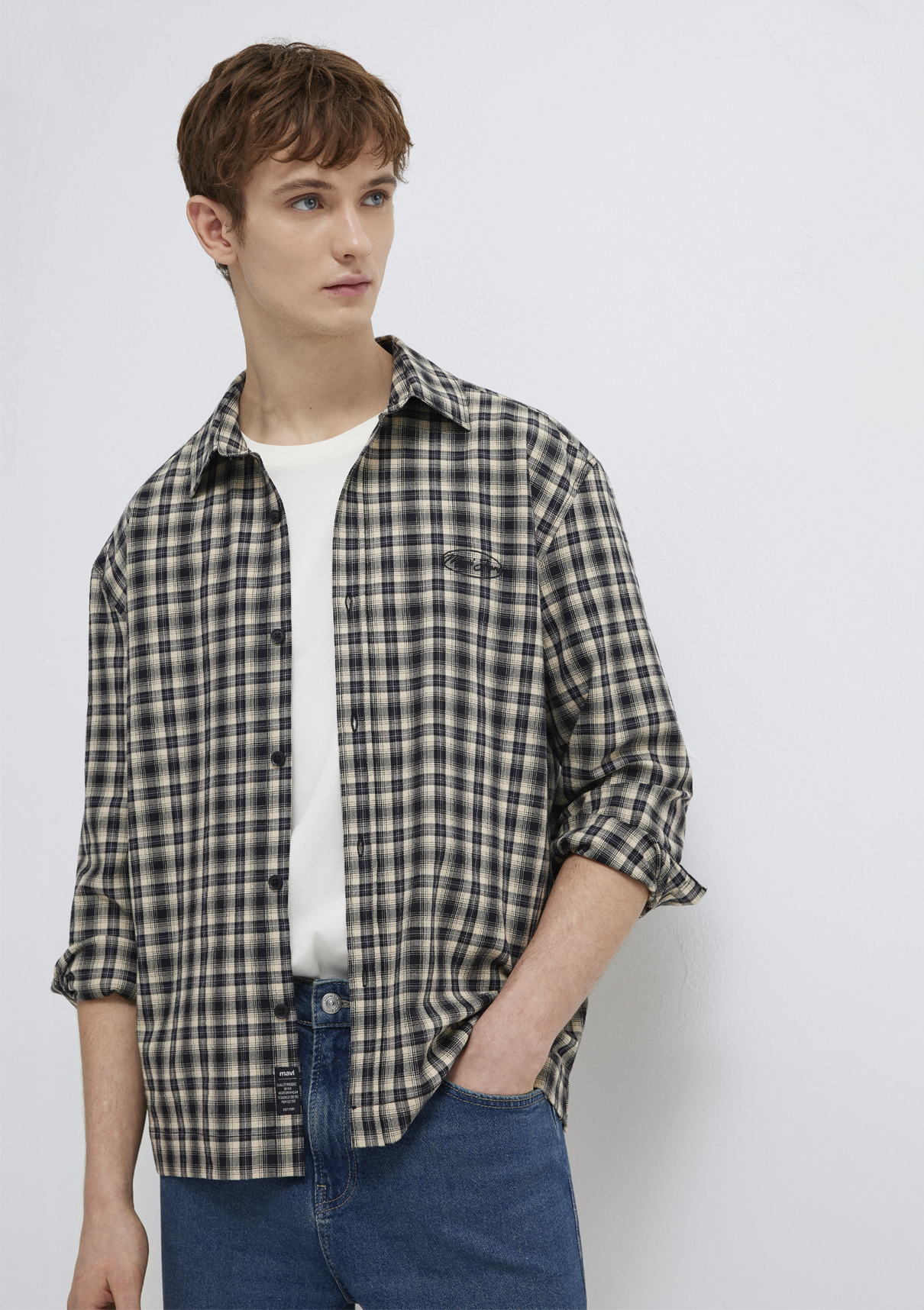 Mavi Jeans Nakışlı Siyah Ekose Gömlek görsel 2