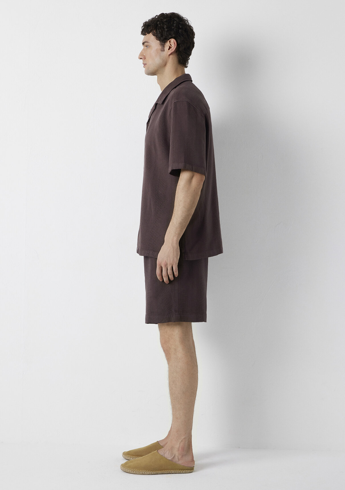 Mavi Kahverengi Kısa Kollu Gömlek görsel 5