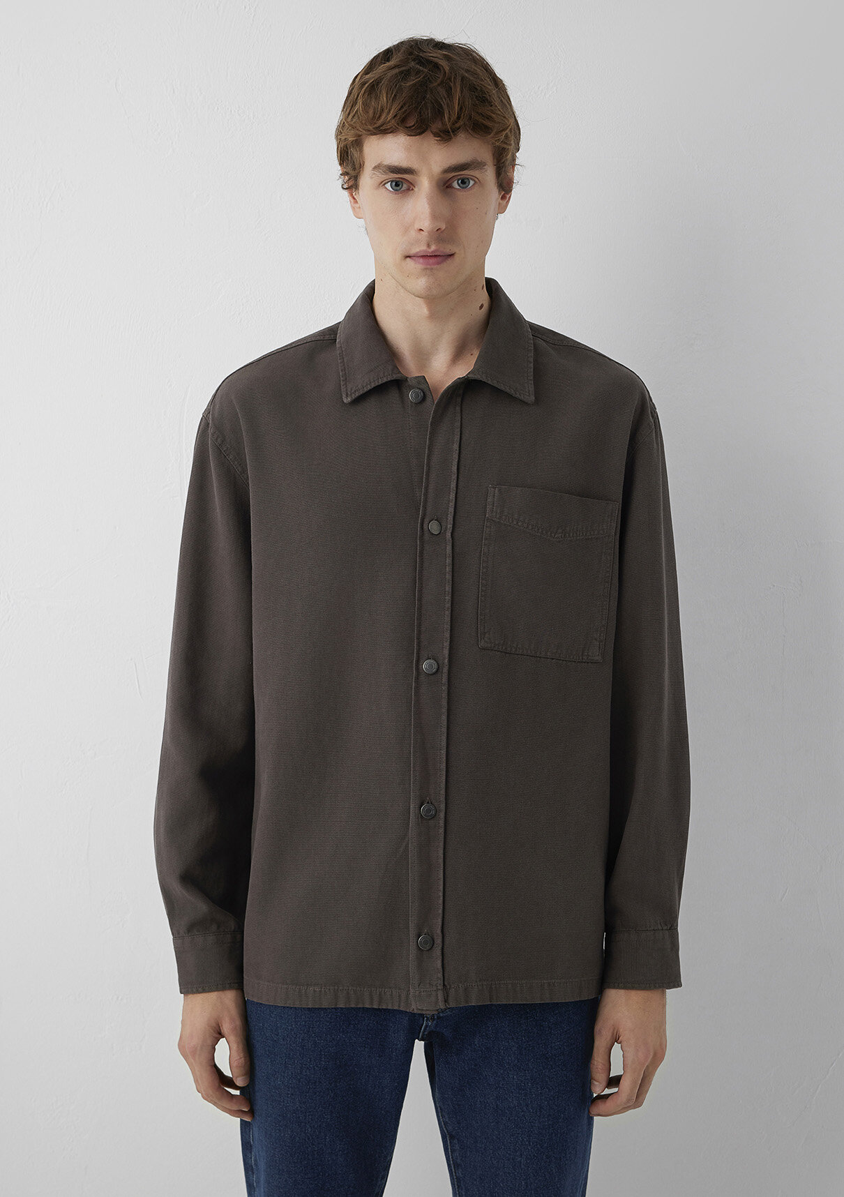 Mavi (Tencel™) Lyocell Karışımlı Kahverengi Gömlek görsel 3
