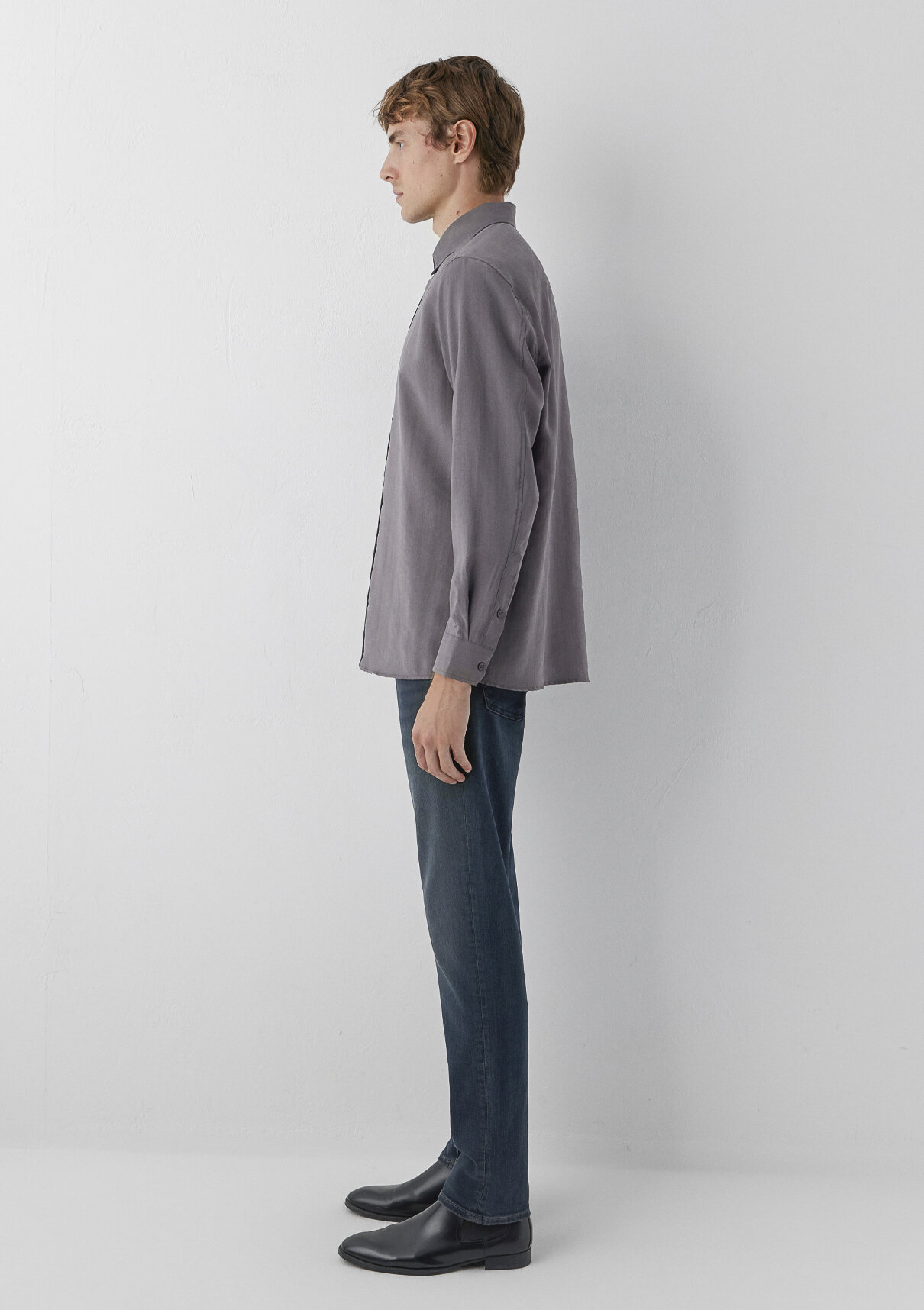 Mavi (Tencel™) Lyocell Karışımlı Gri Gömlek görsel 4