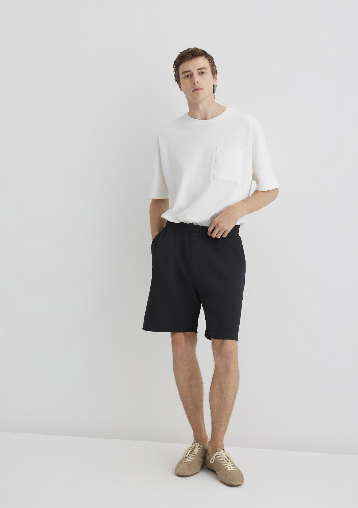 Mavi Siyah Örme Şort